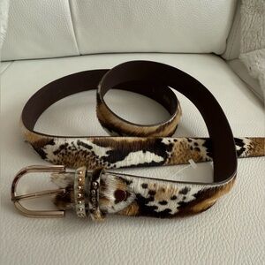 Vera Pelle Leopard Print Multicolor Animal Print Leather Belt
